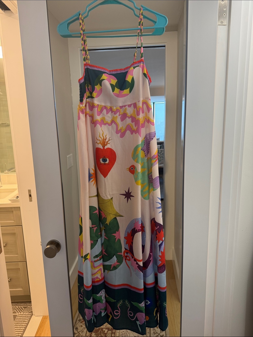 Amazon Multicolor Bohemian Maxi Dress - Cream, Pink, Green, Blue, Red